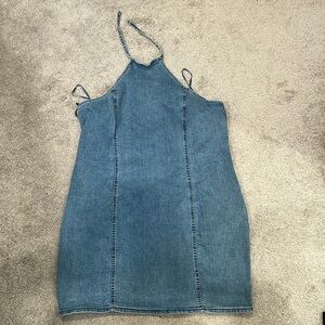 Brand new w/tags denim halter dress. Size XL